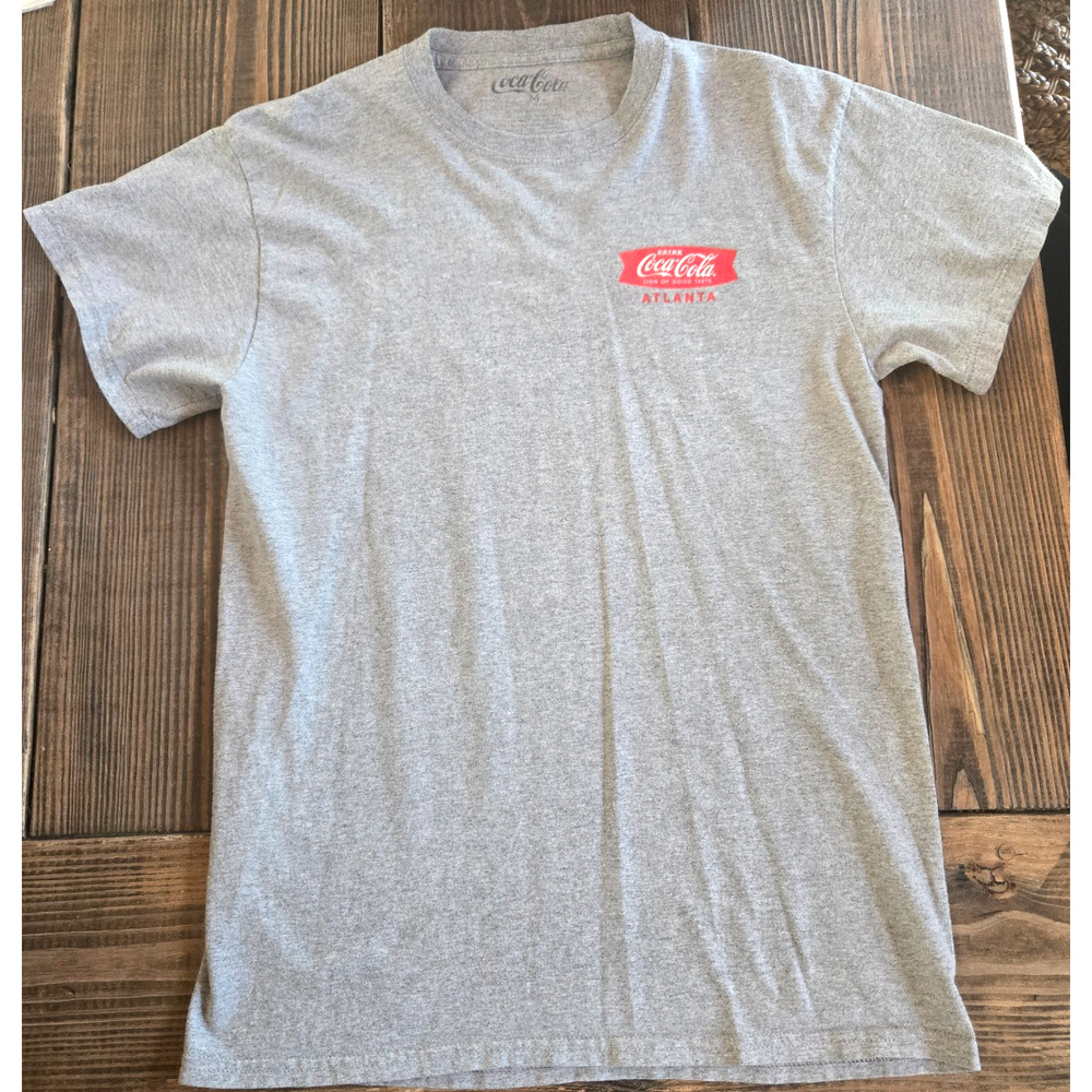 Vintage 1990s Coca Cola T Shirt Medium Gray Atlanta Graphic Logo Tee Crew Neck‎